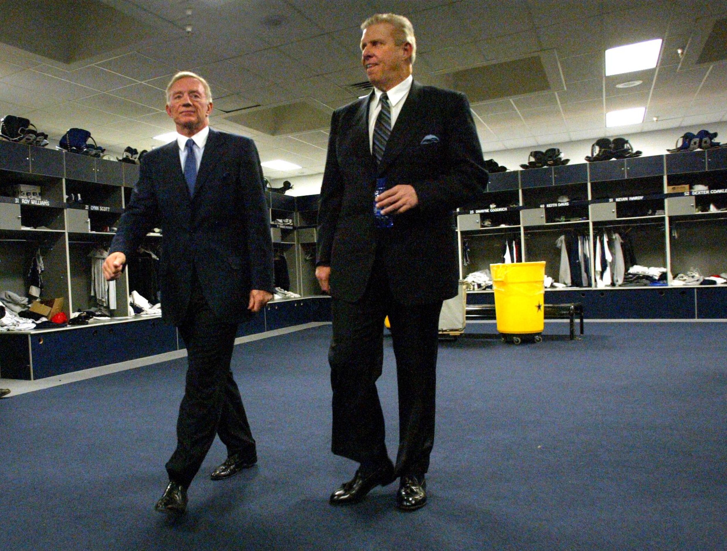 Dallas Cowboys owner Jerry Jones (left) and his new head coach, Bill Parcells take a tour of...