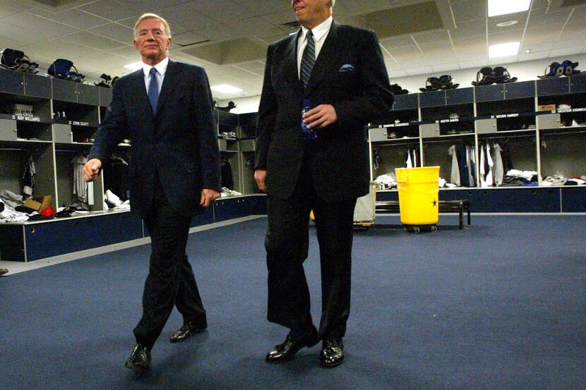 Dallas Cowboys owner Jerry Jones (left) and his new head coach, Bill Parcells take a tour of...