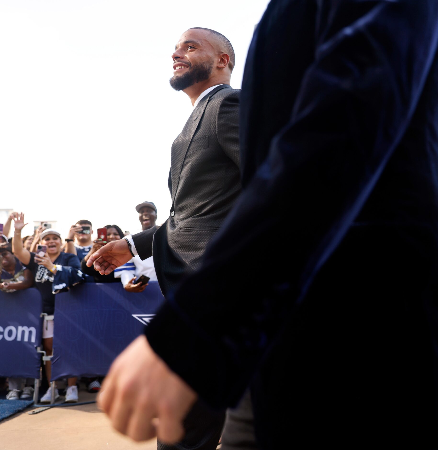 Dallas Cowboys quarterback Dak Prescott arrives on the blue carpet before the Dallas Cowboys...