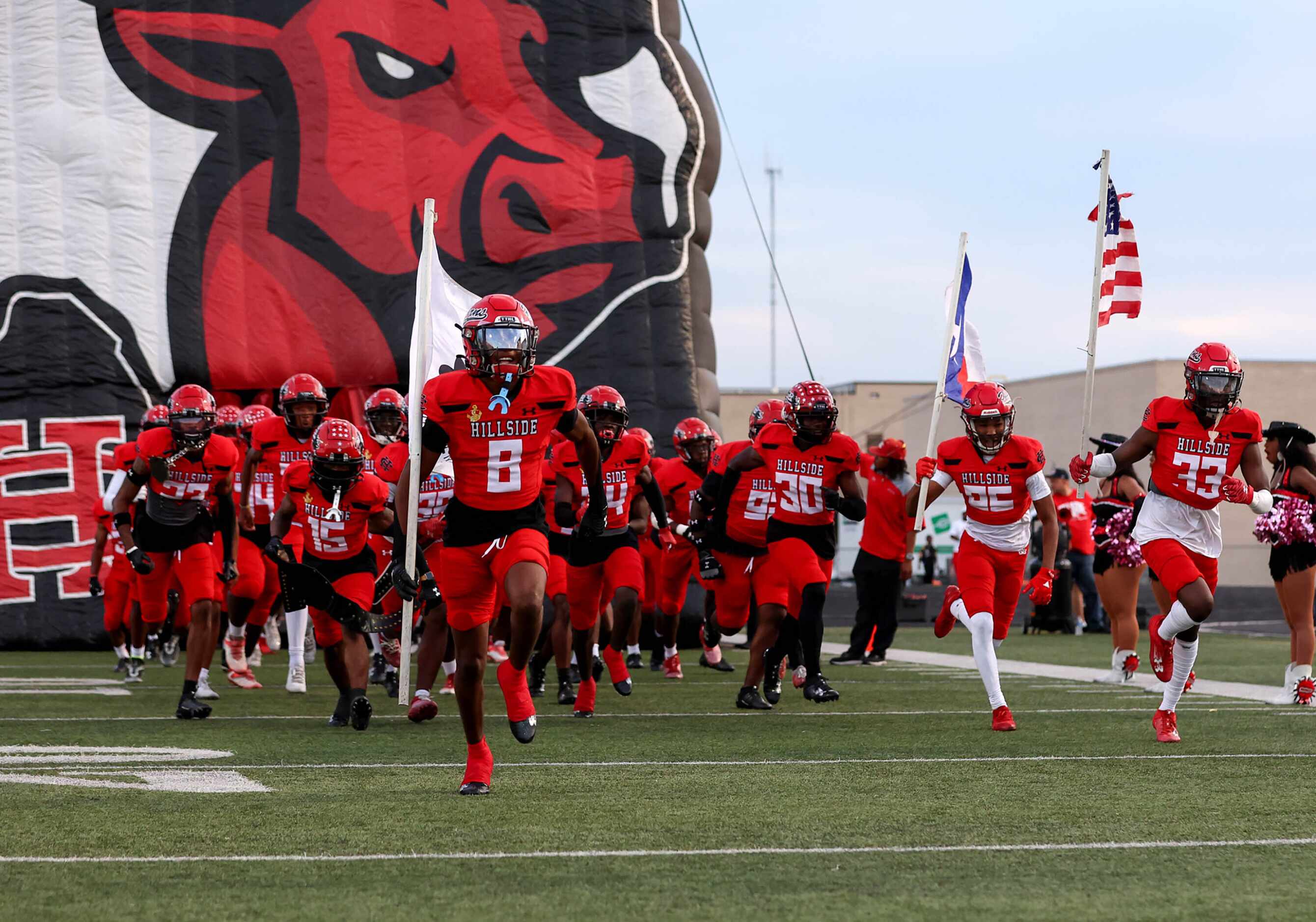 The Cedar Hill Longhorns enter the field to face Mansfield in a District 11-6A high school...