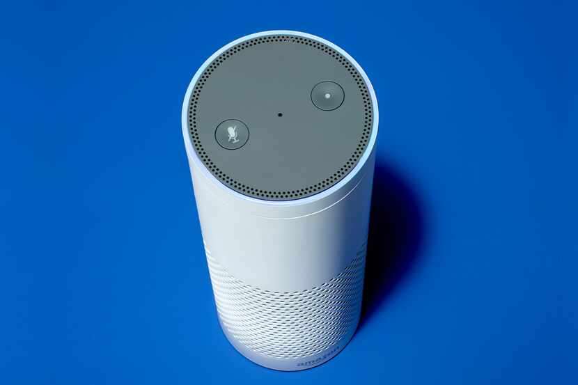 An Amazon Echo speaker. Recently it gained the ability to listen for follow-up commands.