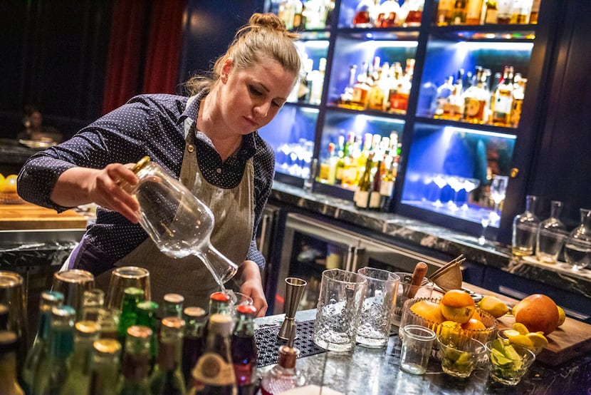 Bartender Angela Burns makes a cocktail at The French Room in Dallas on Jan. 19, 2019. 