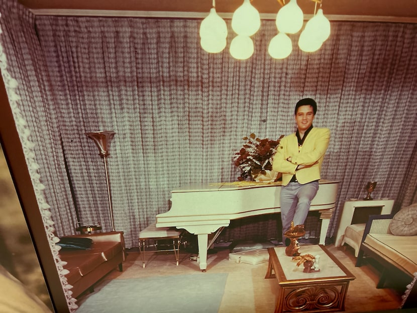 A cut out of Elvis decorates his piano room. Graceland, 2024. Someone, police said, tried to...