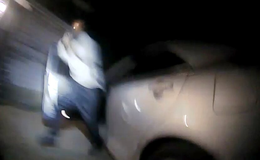 A video frame grab shows Schaston Hodge as he emerges from his car holding a gun on Aug. 17,...