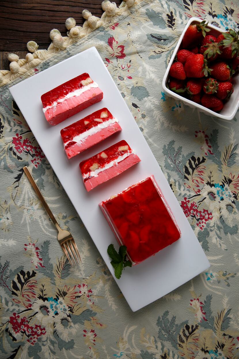 Strawberry sour cream Jell-O mold 