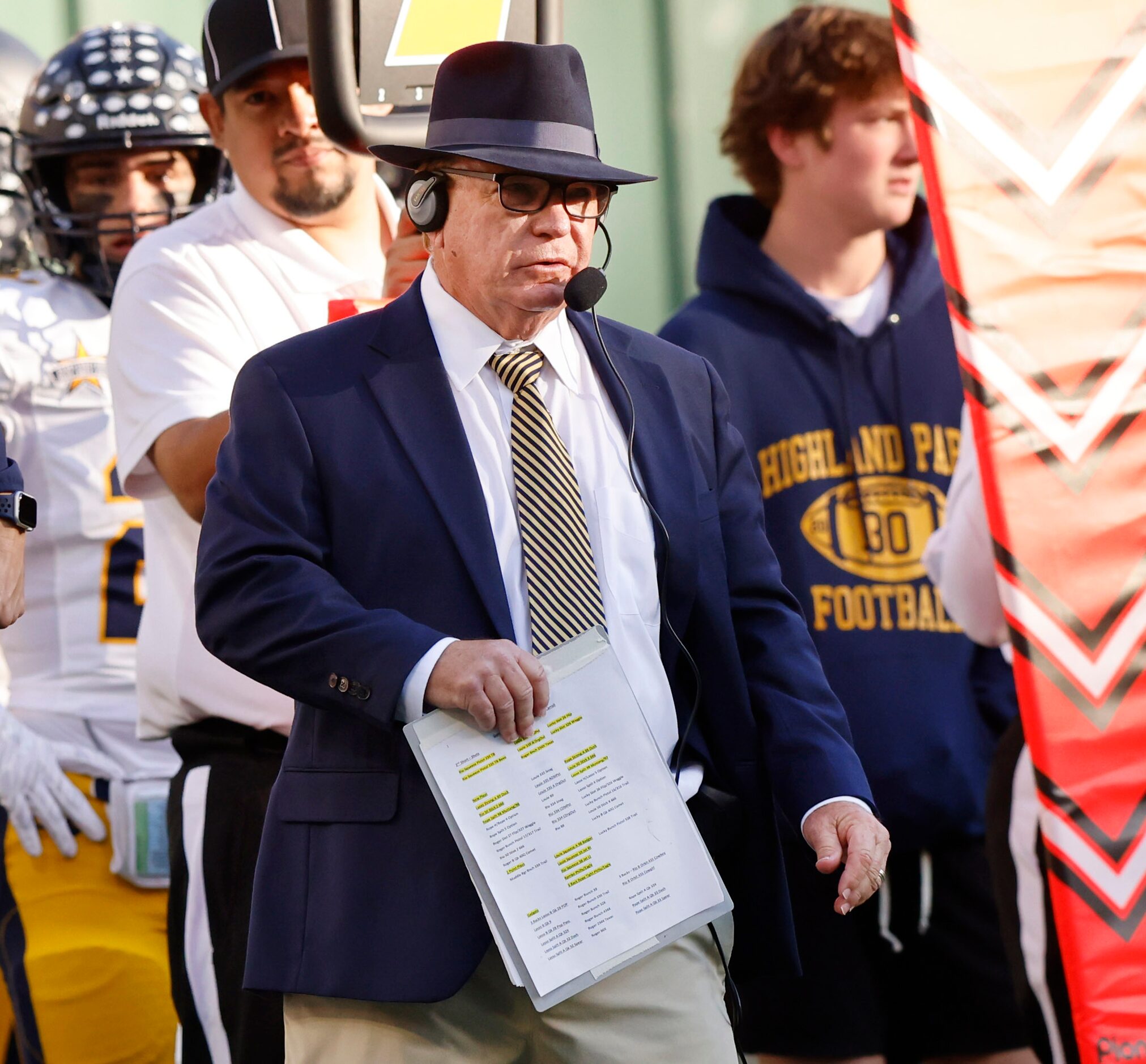 Highland Park head coach Randy Allen watches his offense play against Southlake Carroll in...