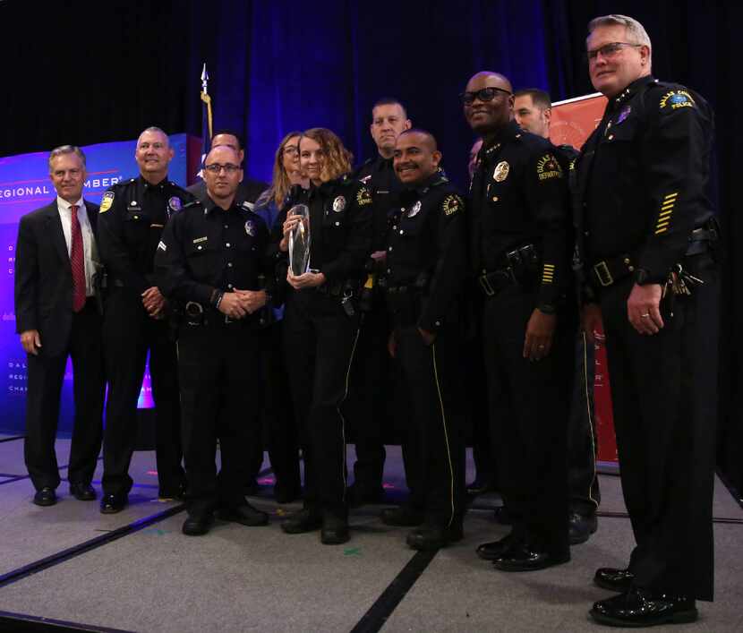 Dallas Regional Chamber President Dale Petroskey (far left) and Dallas Police Chief David...