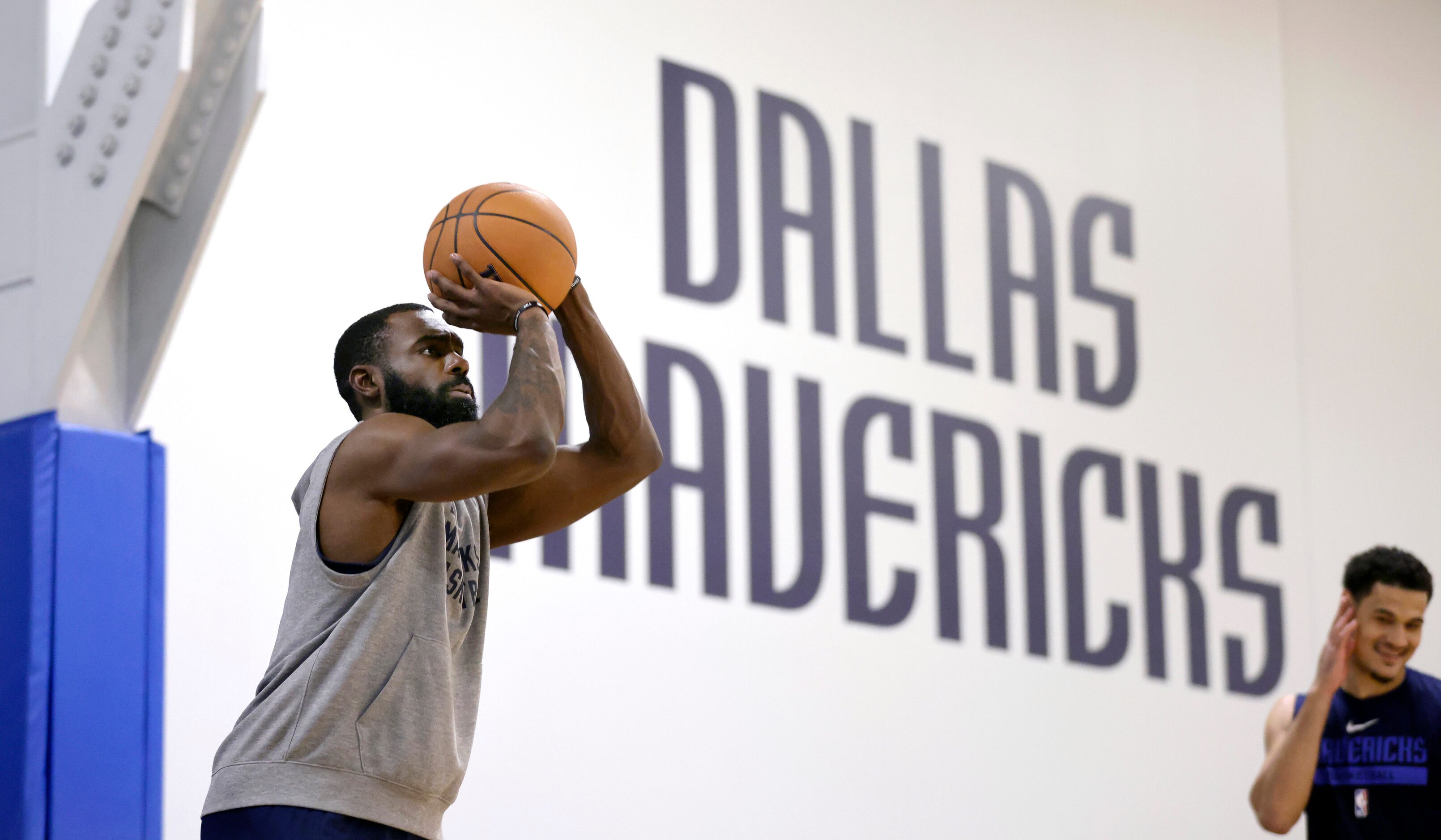 Dallas Mavericks forward Tim Hardaway Jr. shoots 3-pointers during practice at their...