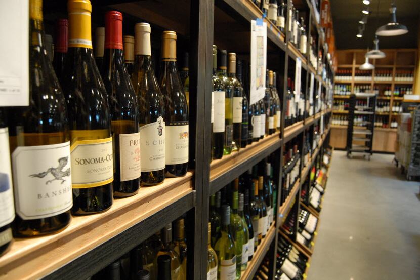 Wine section in the Highland Village, Texas Whole Foods Market. 