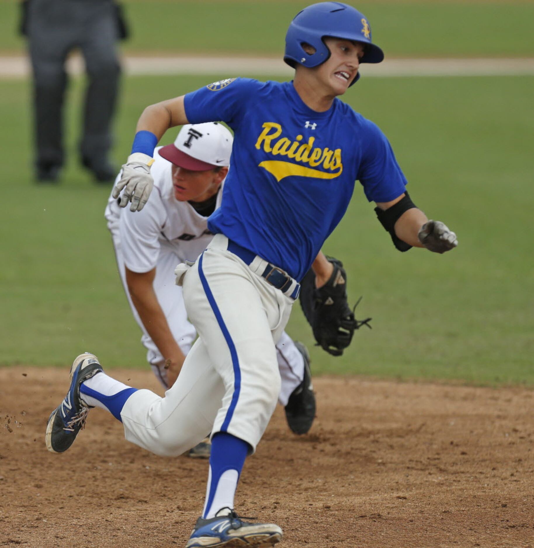 Sunnyvale's Jake Wilcox heads to second as he tries in vain to advance to second on a wild...