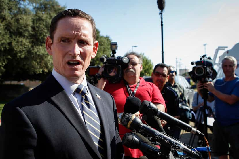 Dallas County Judge Clay Jenkins spoke to the media about Ebola developments on Oct. 18,...