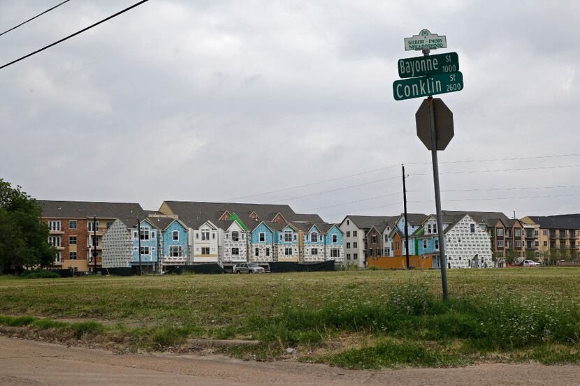 A vacant block in West Dallas off Singleton that will be used for townhouses in Dallas on...