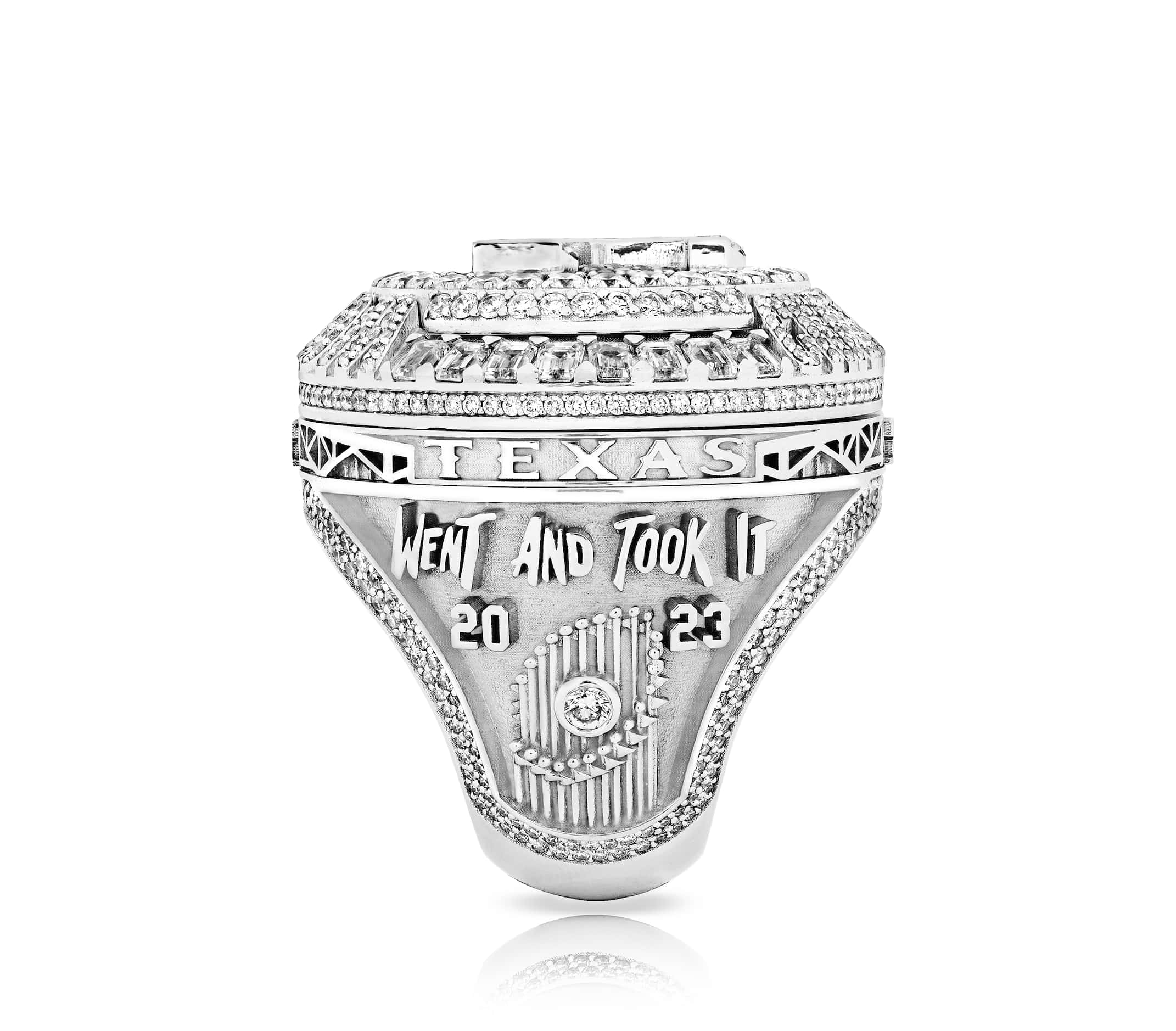 The Texas Rangers' 2023 World Series ring. The championship rings were created in...