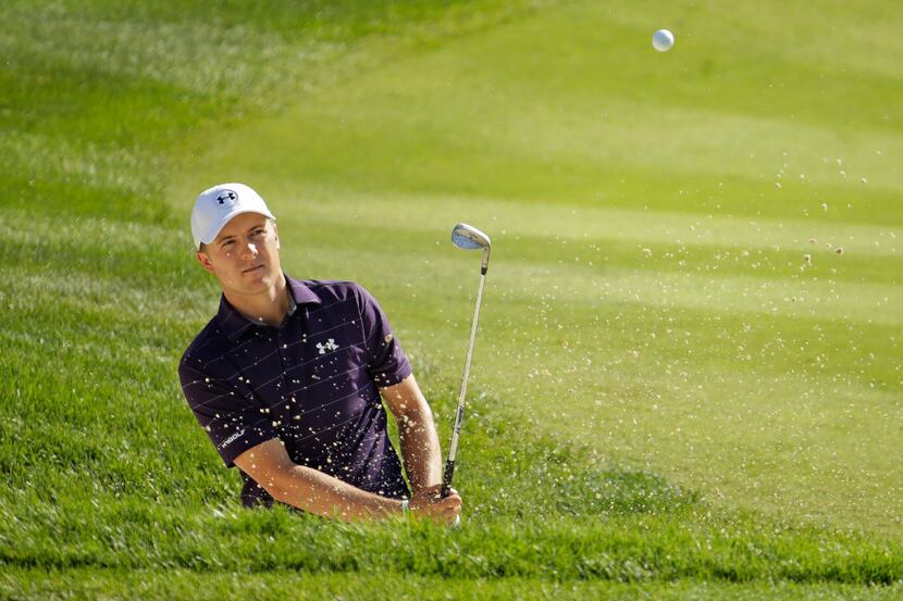 DUBLIN, OH - JUNE 02:  Jordan Spieth hits his second shot on the 16th hole during the second...