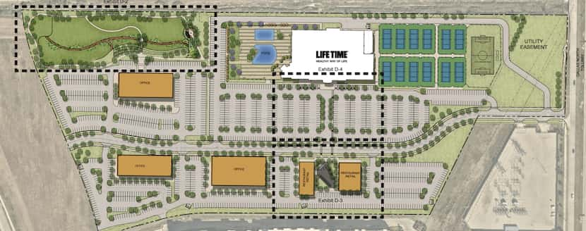 Life Time Fitness' zoning plans for Frisco show a huge athletic center with office and...