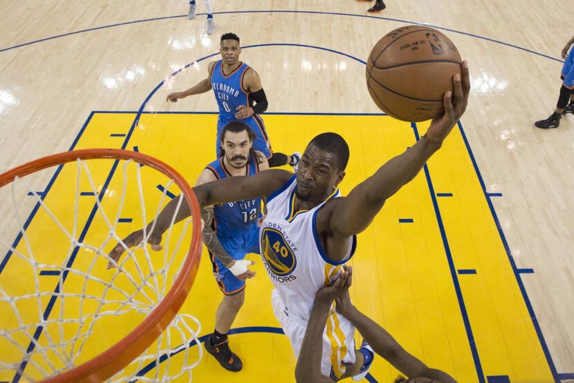 FILE- In this May 18, 2016, file pool photo, Golden State Warriors forward Harrison Barnes...