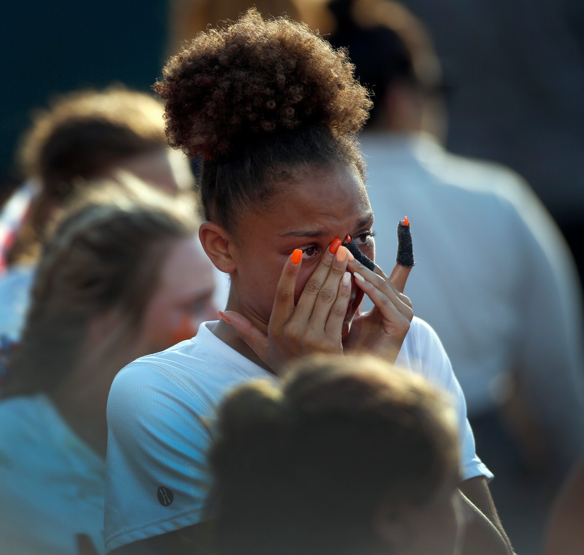 Aledo outfielder Audrey Pearce (3) feels the pain of the Lady Cats' 4-1 loss to Barbers Hill...