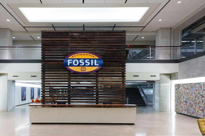 The lobby of the Fossil Group headquarters in Richardson.