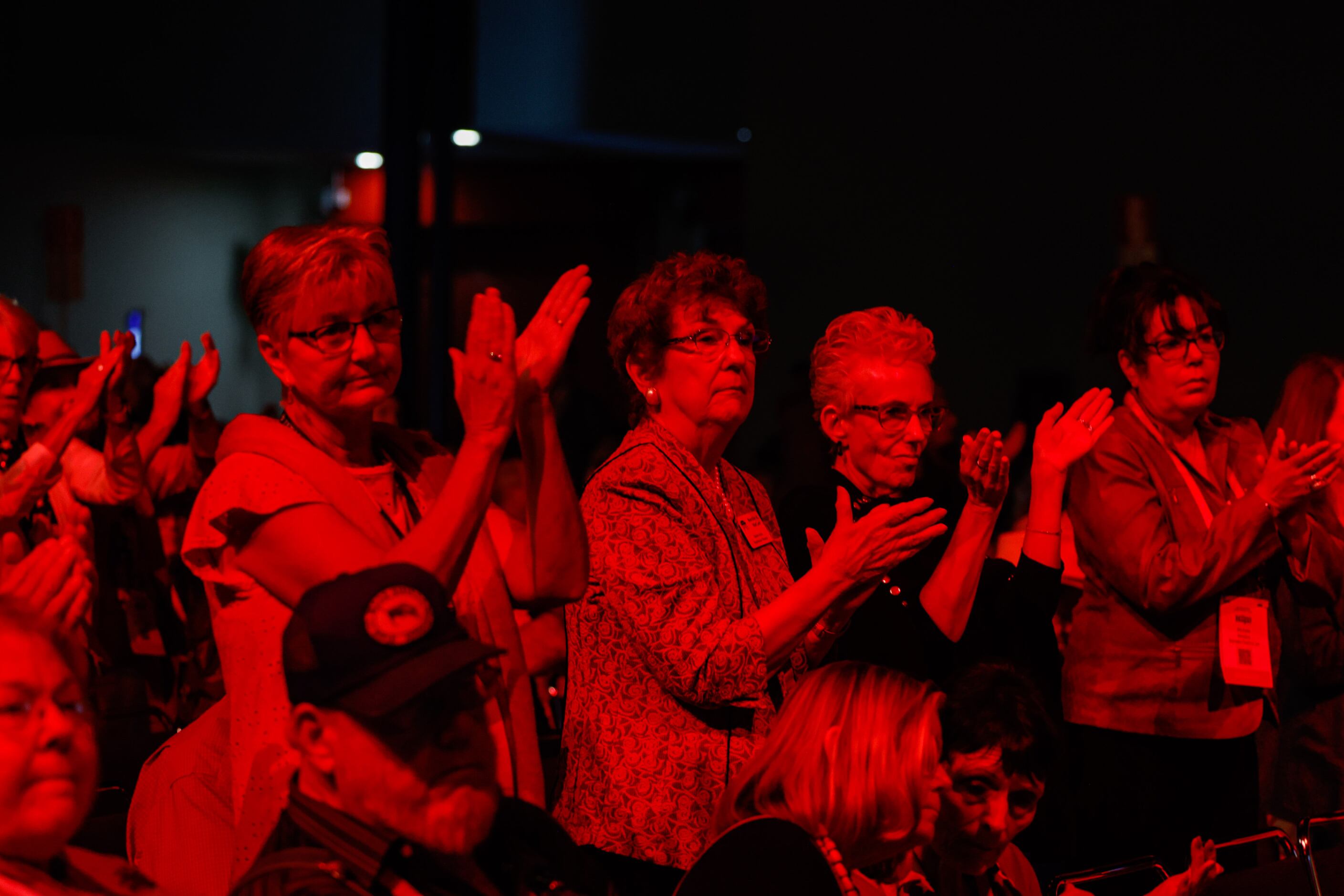 Attendees applaud United States senator for Texas John Cornyn after he finishes his speech...