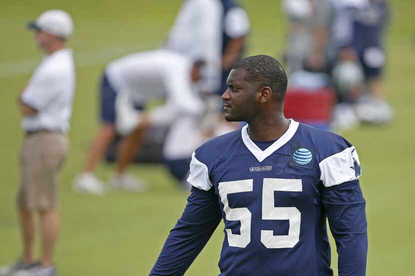 Dallas Cowboys linebacker Rolando McClain walks on the field during a minicamp at Valley...