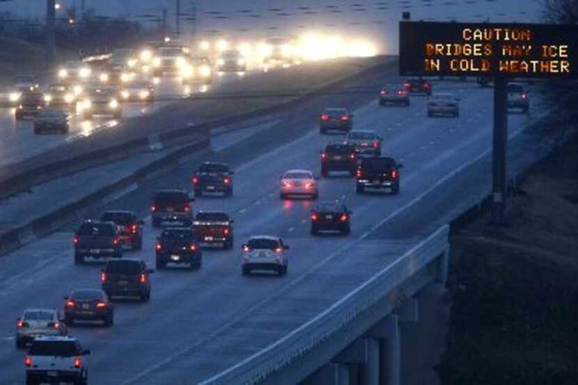 A TXDOT road sign warns commuters along Interstate 30 on the Fort Worth/Arlington city limit...