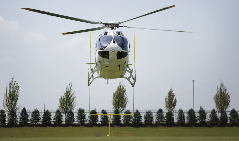 Dallas Cowboys owner Jerry Jones arrived as the team unveiled its new corporate helicopter...