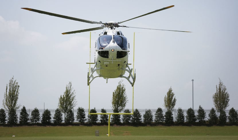 Dallas Cowboys owner Jerry Jones arrived as the team unveiled its new corporate helicopter...