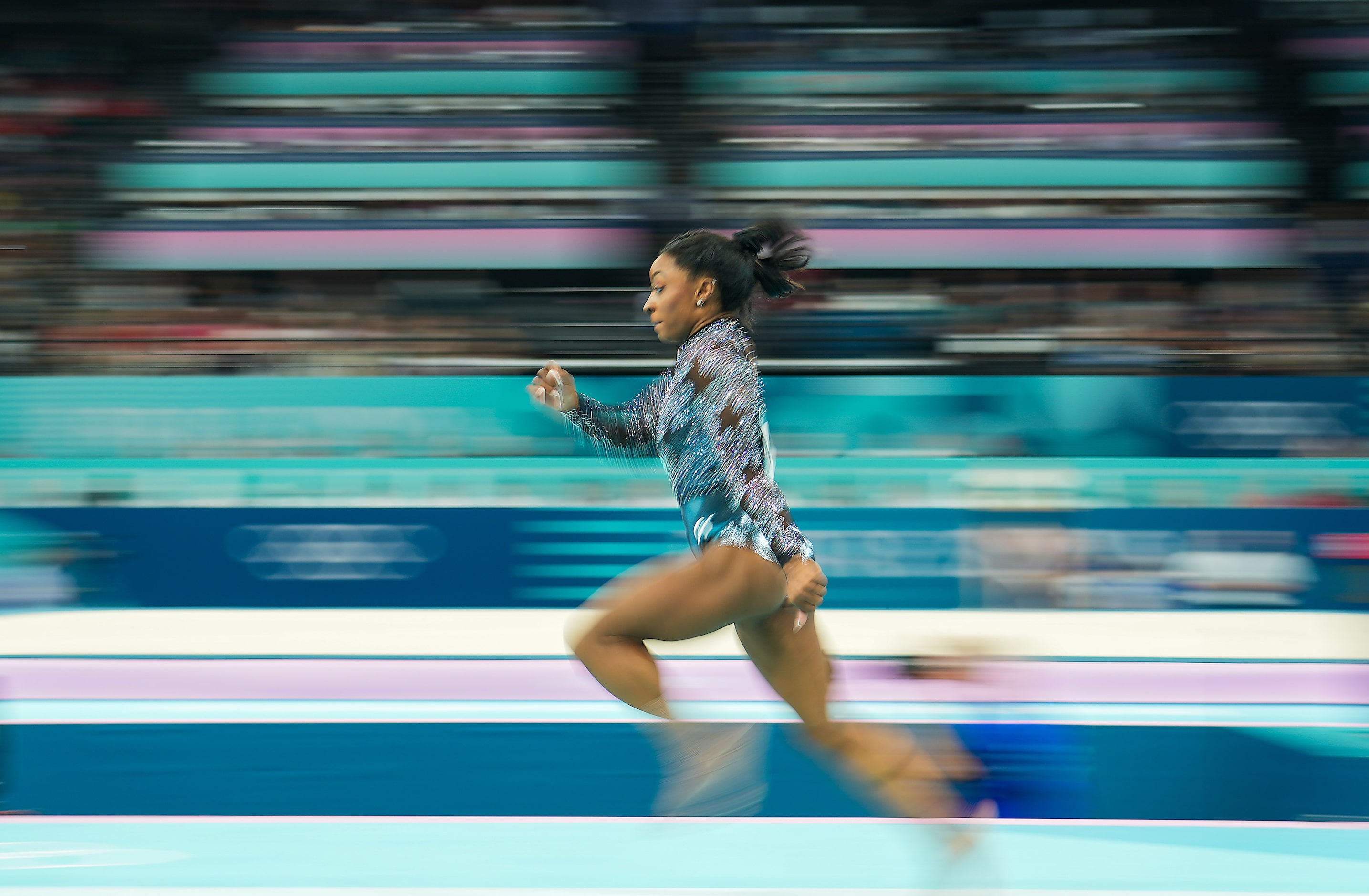 Simone Biles of the United States competes on the vault during women’s gymnastics qualifying...