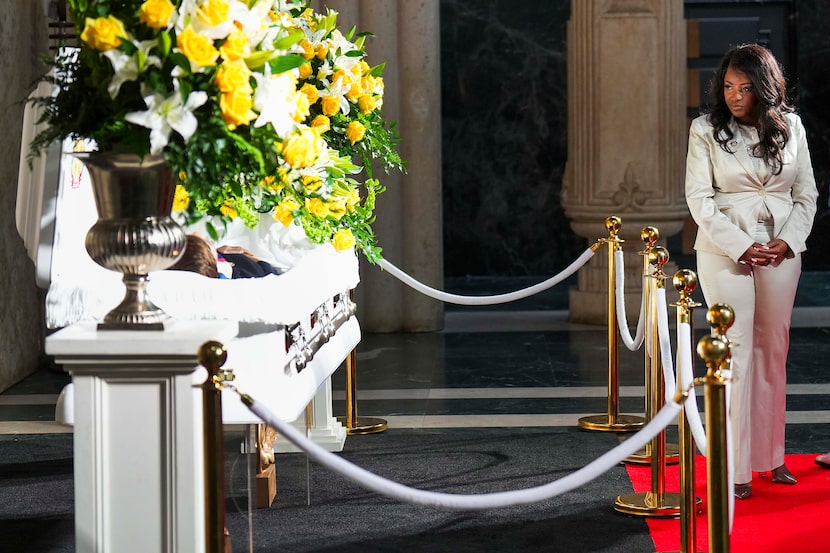 U.S. Rep. Jasmine Crockett pays her respects to her predecessor, former U.S. Rep. Eddie...