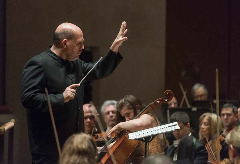 Conductor Jaap Van Zweden leads the Dallas Symphony Orchestra as they they perform...