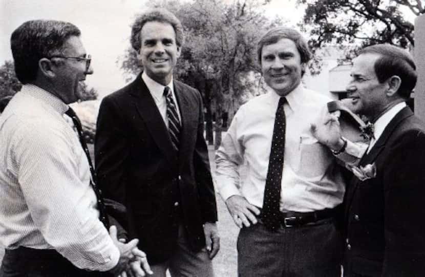 From left, Schuyler Page, Roger Staubach, Arthur L. Ruff and Troy Dungan in a 1986 Fete Set...