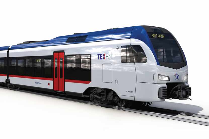 A rendering of a TEX Rail train