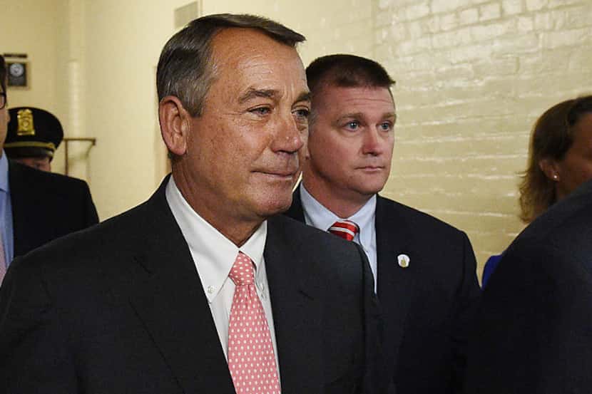 Speaker of the House John Boehner (R-OH) leaves Capitol Hill Friday after announcing his...