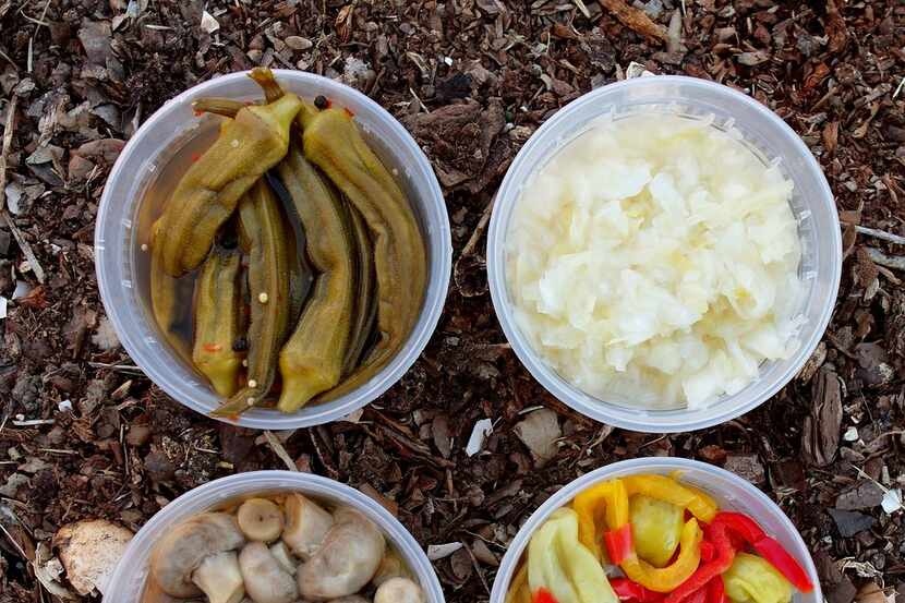 Pickletopia is all about fresh, pickled foods, including (clockwise from top left)...