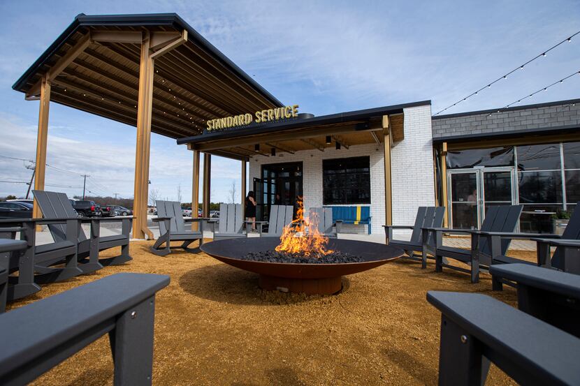 Outdoor seating at Standard Service in Heath, Saturday, January 25, 2020. (Brandon...