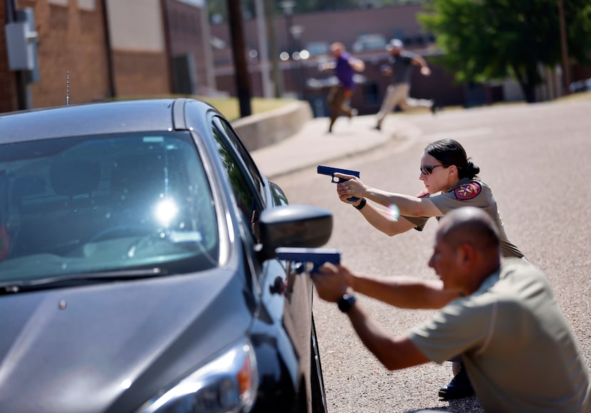 During a training session, Texas DPS Trooper Melissa Goodreau and Athens Police Officer...