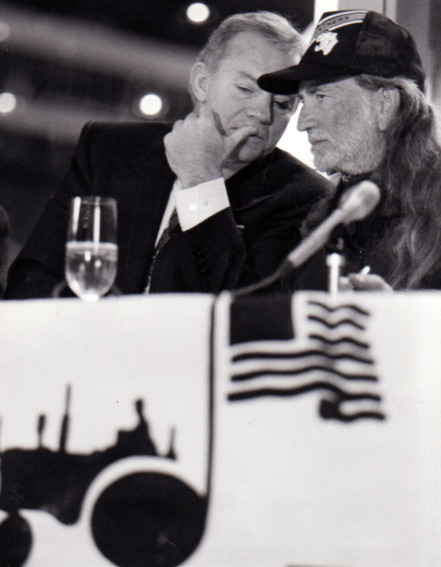 1992 - Dallas Cowboys president Jerry Jones (left) and country singer Willie Nelson during a...