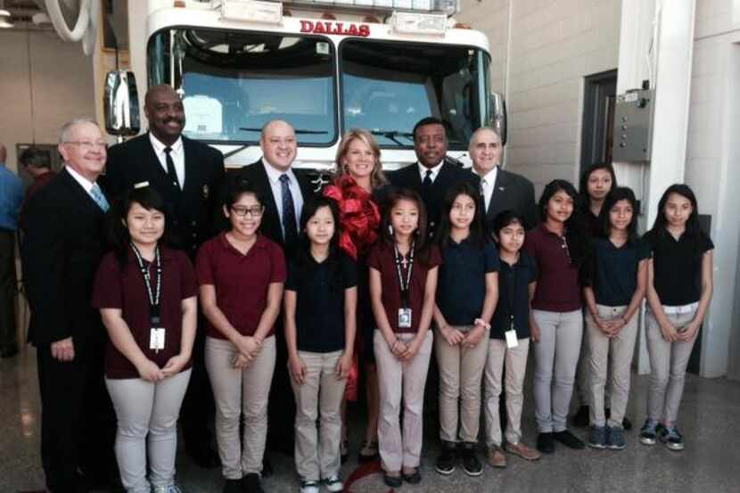 City Council members and children gathered for the opening of a fire station in Lake...