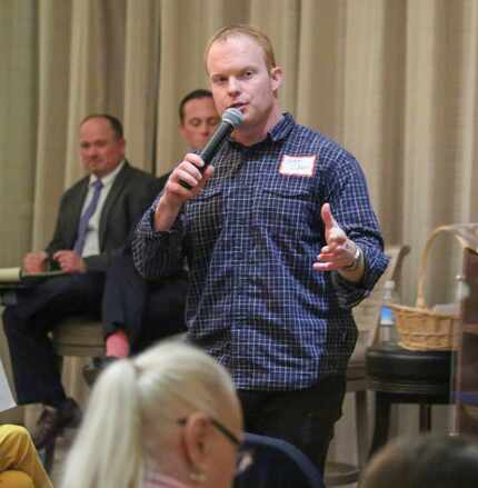 District 5 candidate Sam Deen answers a question at the First Ladies Republican Women's Club...