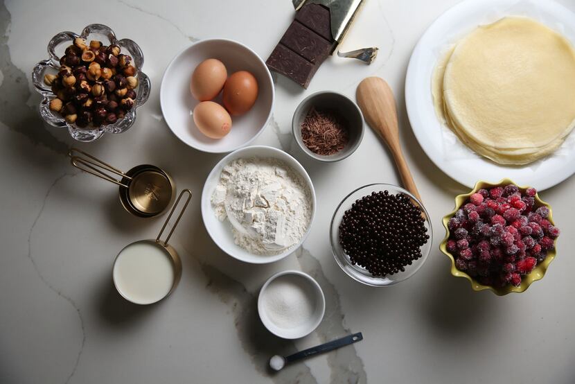 Ingredients for Chocolate Hazelnut Crepe Cake