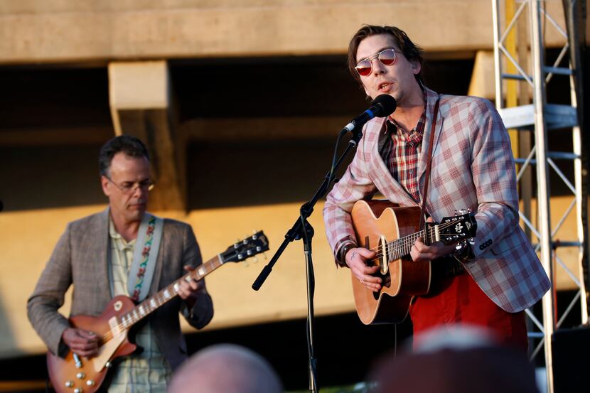 Justin Townes Earle, right, performs during The Untapped Festival at Panther Island Pavilion...