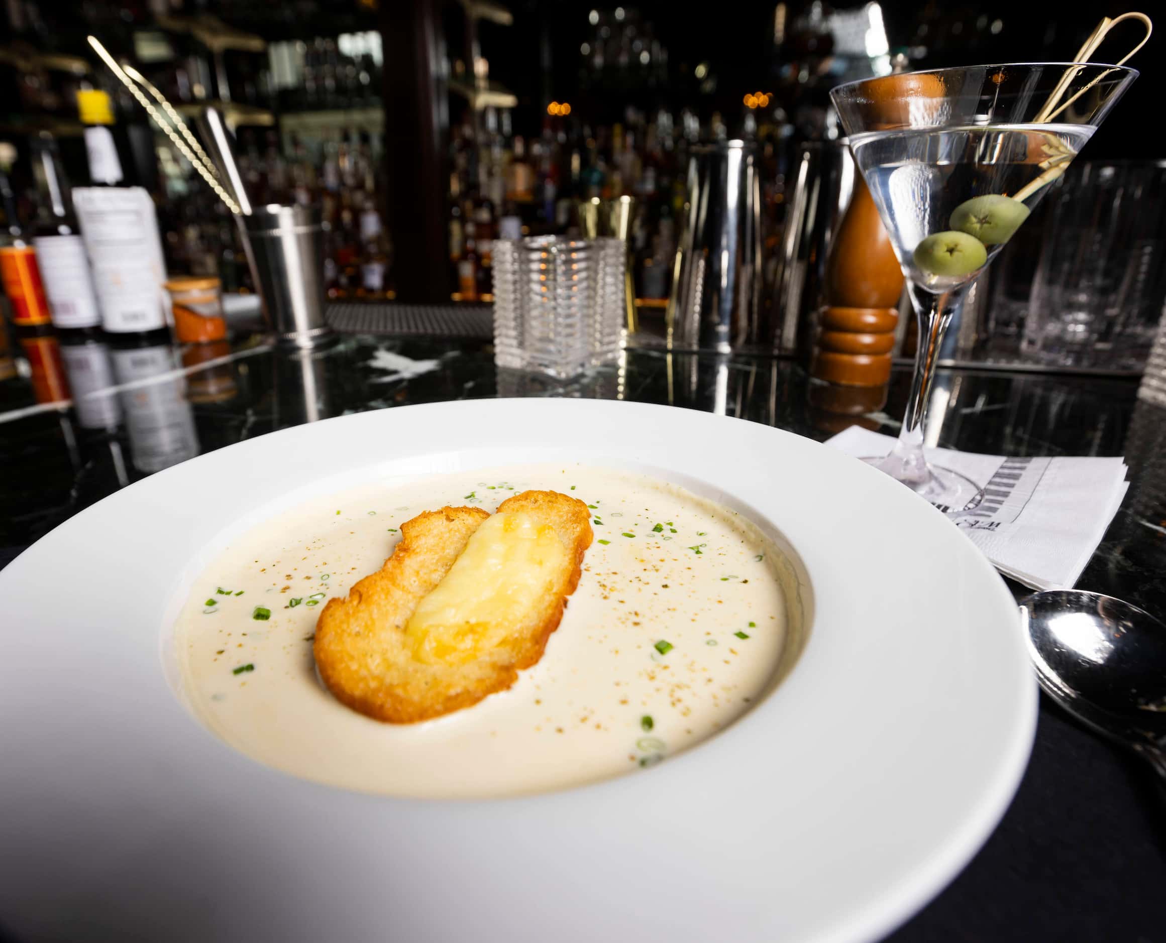 St. Martin Wine Bistro's house signature soup is Champagne brie. It's the same recipe as...