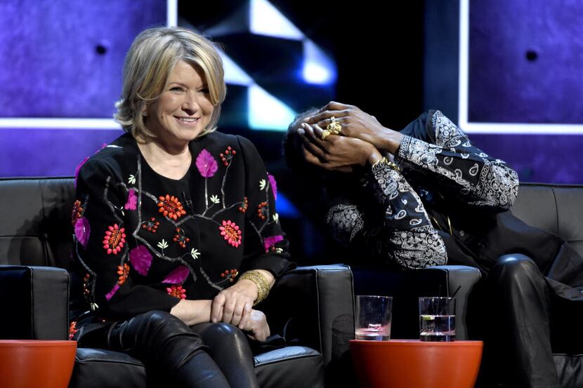Martha Stewart, left, and Snoop Dogg appear on stage at the Comedy Central Roast of Justin...