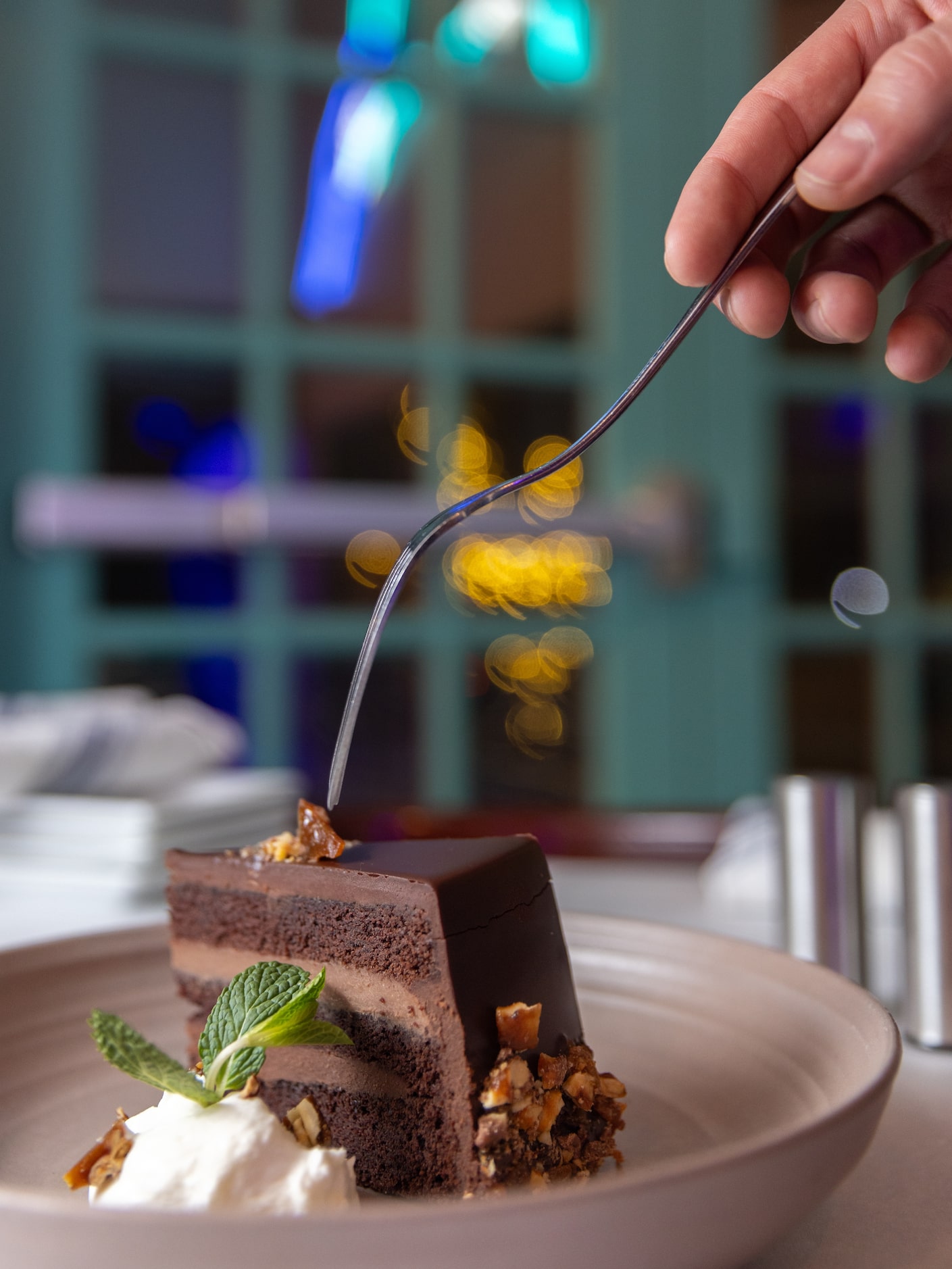 Triple truffle chocolate cake is available at Pesca in Dallas on Dec. 13, 2024. 