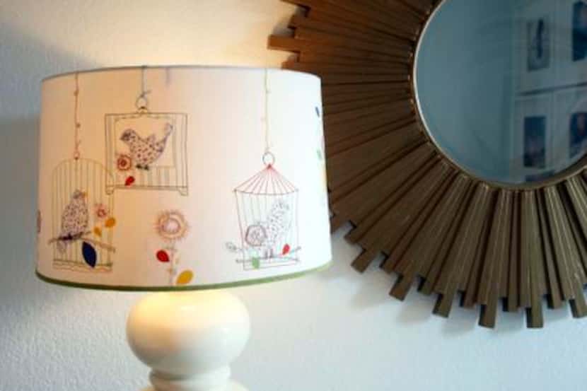 
The lampshade from Anthropologie, a wedding gift, has been transferred to the nursery.
