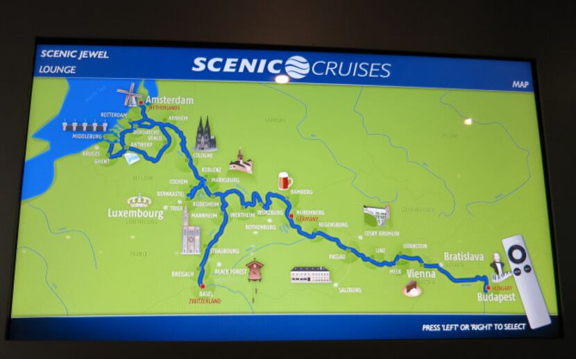 The Main River: A map aboard Scenic Cruises' ship, the Scenic Jewel, reveals all the twists...