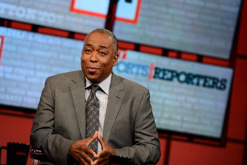 In this May 12, 2013 photo provided by ESPN Images.  John Saunders poses on the set of "The...