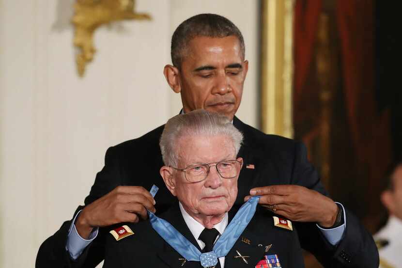U.S. President Barack Obama presents the Medal of Honor to retired Army Lt. Col. Charles...