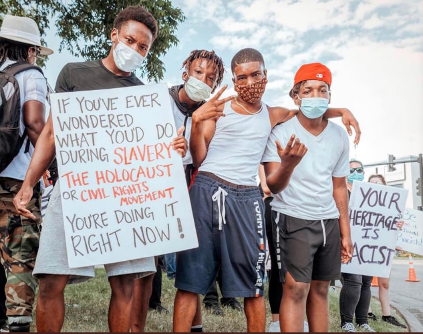 Some of the 50 protesters in Weatherford on July 25, angry about a Confederate statue on the...