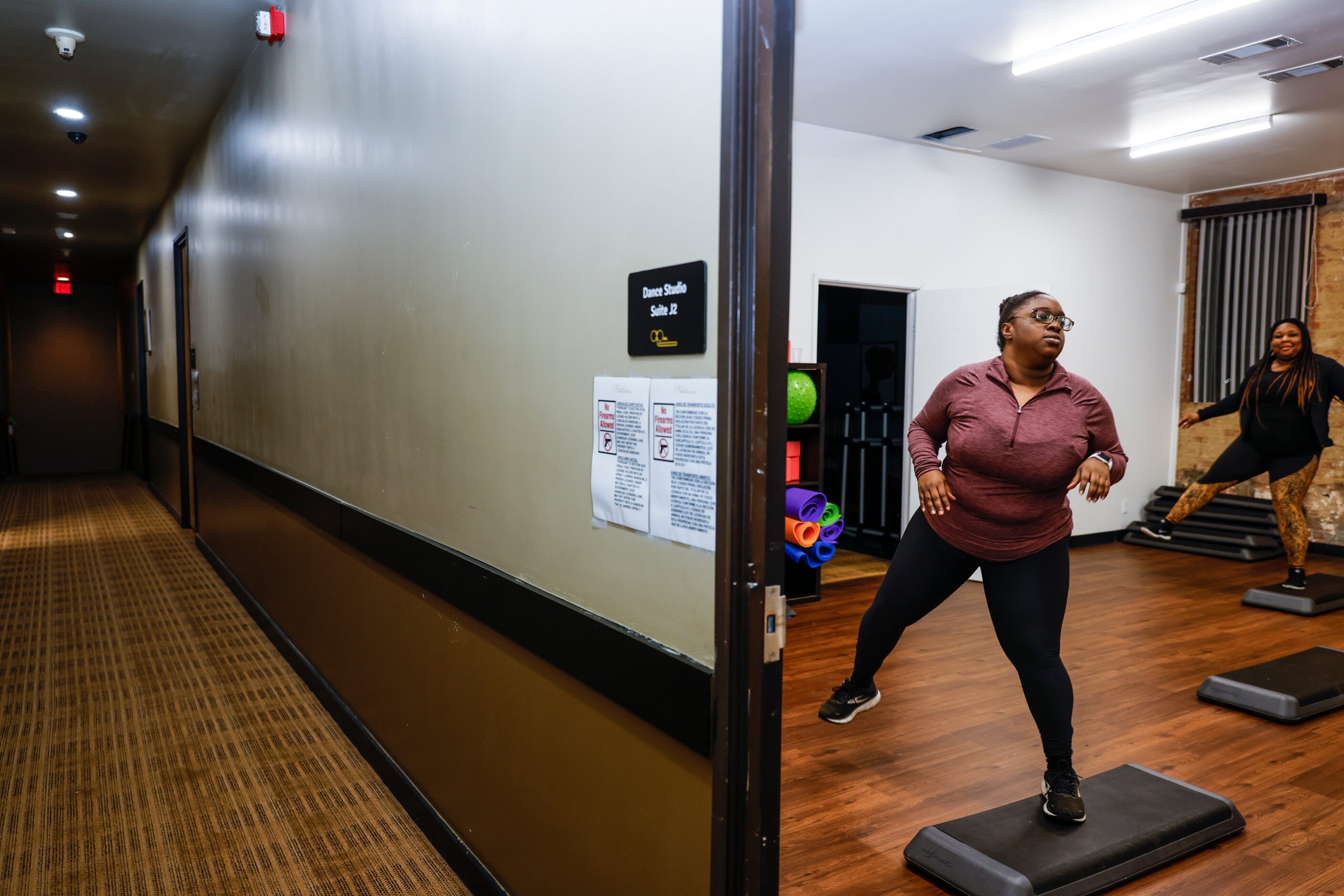 Participant Tracina Porter of Dallas participates in a Steppin and Reppin session at...